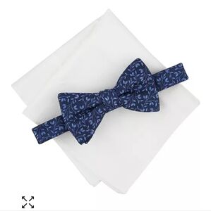 Bar III Men's Powell Vine Bow Tie & Solid Pocket Square Set   RETAIL $55 NEW